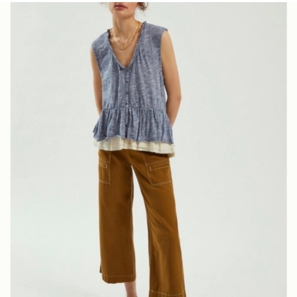 Pilcro Tops - Pilcro Chrissy Striped Layered Babydoll Tank Top Size Large